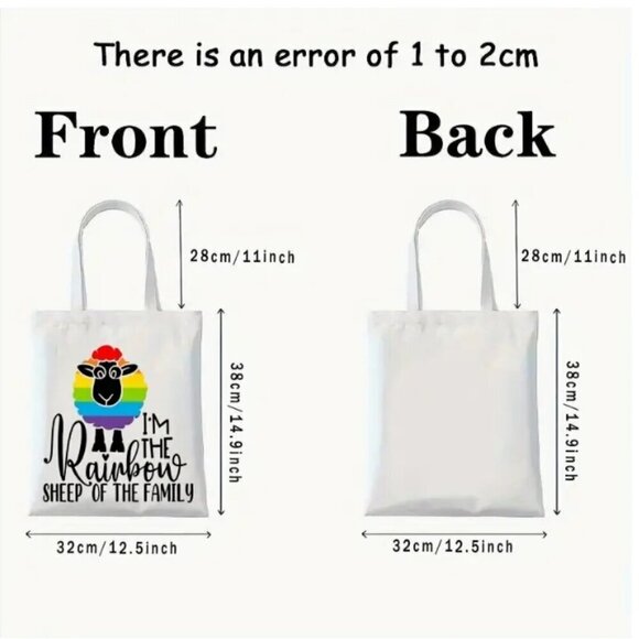 Rainbow Sheep of the Family Shopping Canvas Tote Bag - Picture 2 of 4
